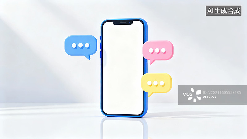 【AI数字艺术】手机与对话气泡图片素材