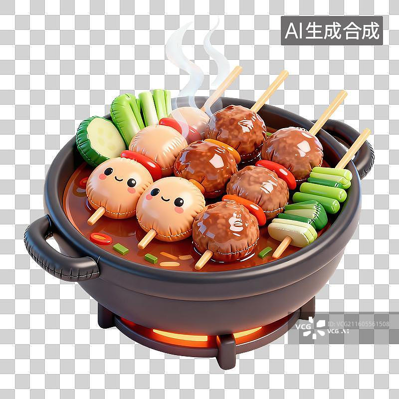 【AI数字艺术】串串火锅美食插画图片素材