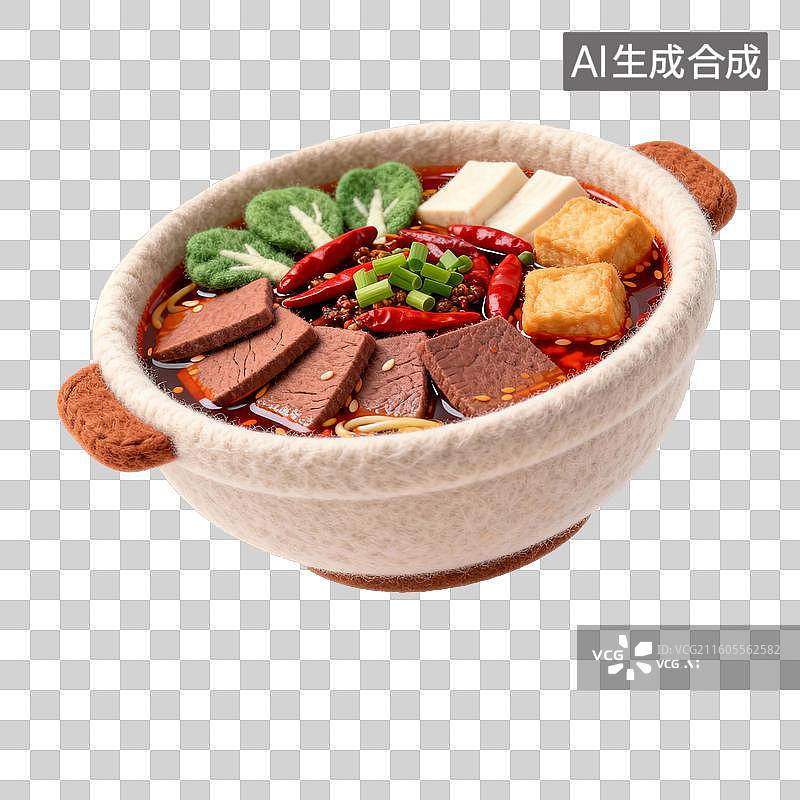 【AI数字艺术】一碗香辣丰富的火锅毛血旺图片素材