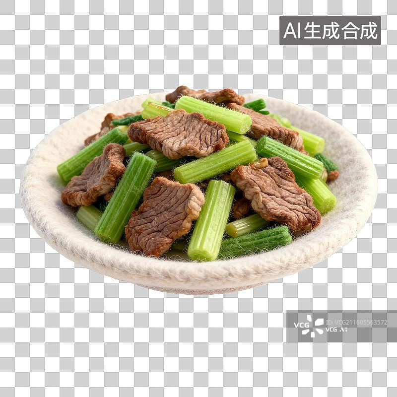 【AI数字艺术】芹菜炒牛肉美食图片素材