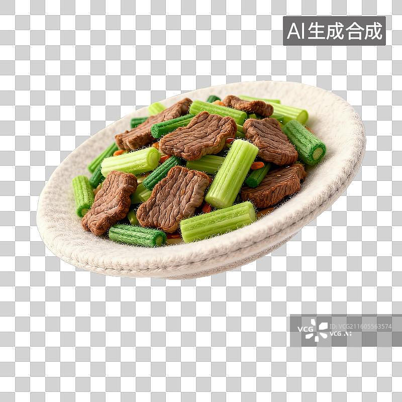 【AI数字艺术】芹菜炒牛肉美食图片素材