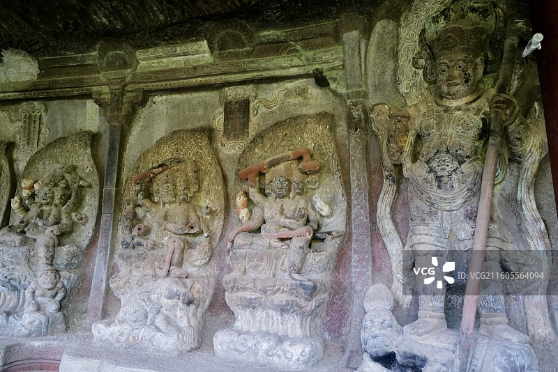 云南大理剑川石宝山景区石钟山石窟6号窟“明王堂”图片素材
