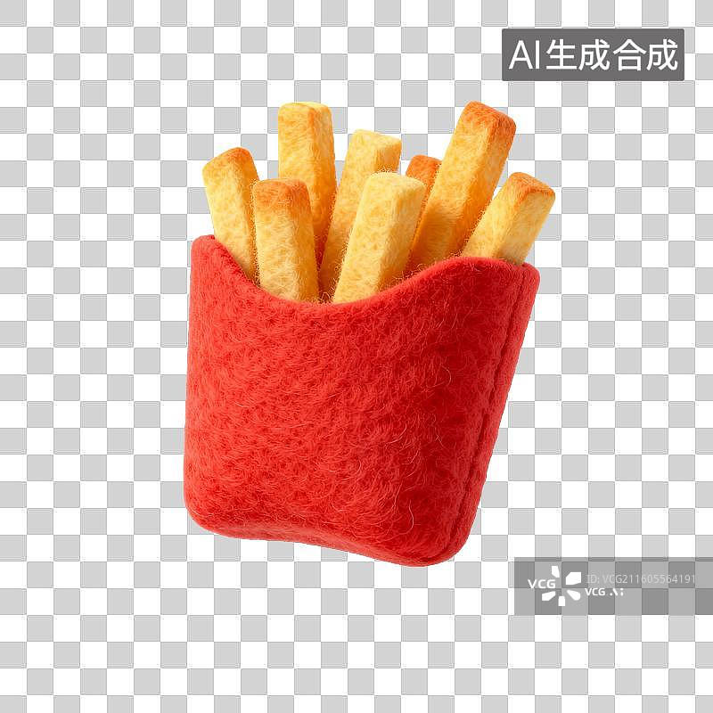 【AI数字艺术】手工毛毡制作的薯条模型图片素材