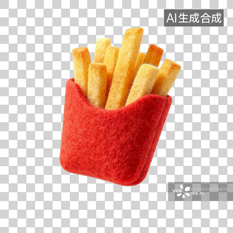 【AI数字艺术】手工毛毡制作的薯条模型图片素材