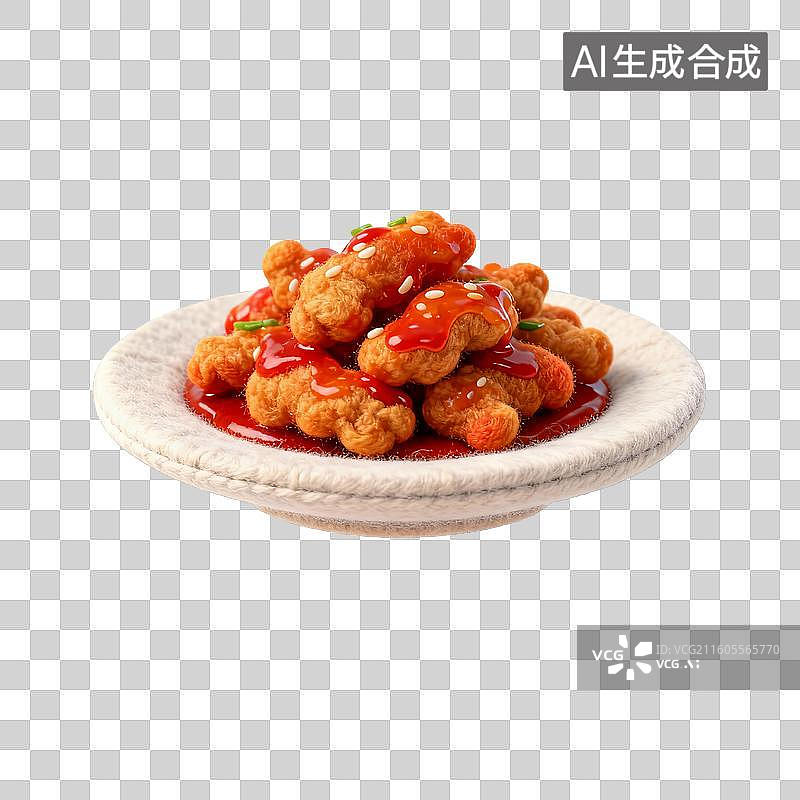 【AI数字艺术】毛毡风格的糖醋里脊图片素材