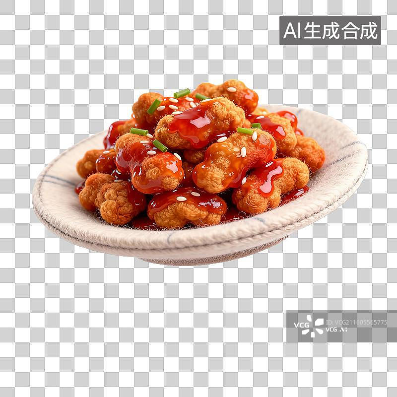 【AI数字艺术】毛毡风格的糖醋里脊图片素材