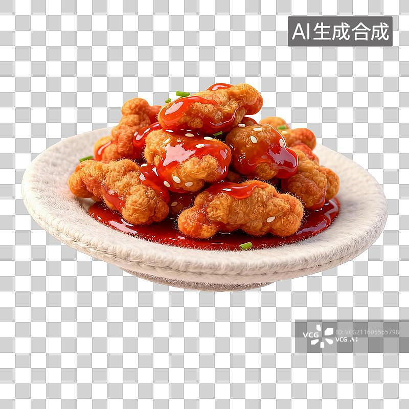 【AI数字艺术】毛毡风格的糖醋里脊图片素材