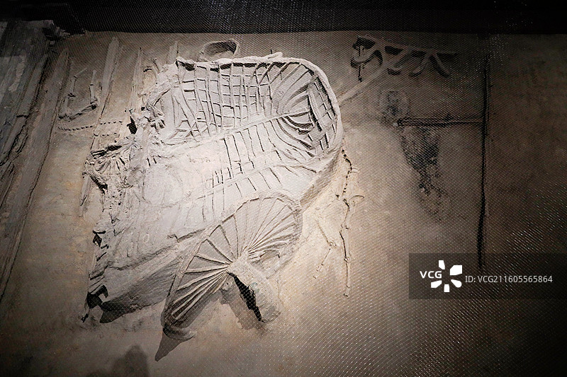 北京市丰台区，北京大葆台遗址博物馆内的大葆台西汉墓遗址车马库图片素材