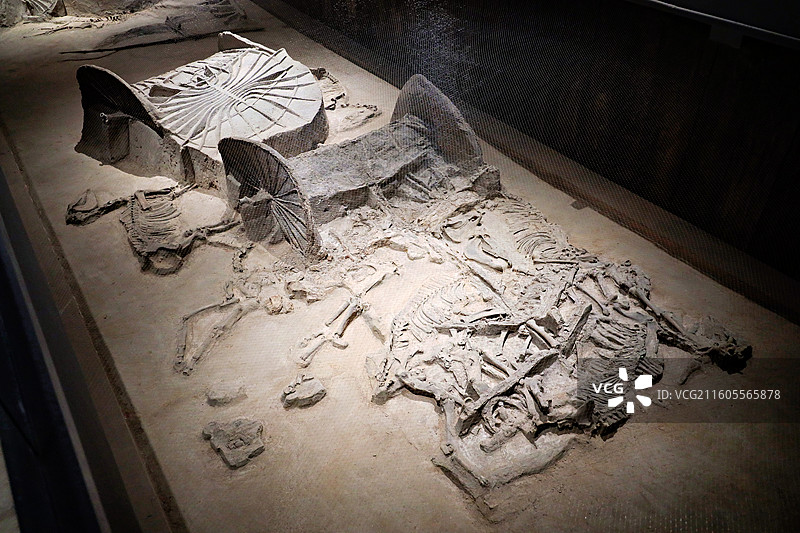 北京市丰台区，北京大葆台遗址博物馆内的大葆台西汉墓遗址车马库图片素材