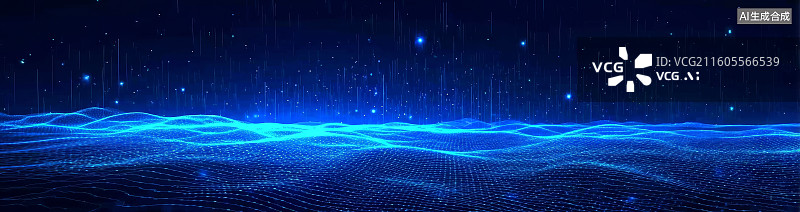 【AI数字艺术】蓝色波浪光影科技背景图片素材