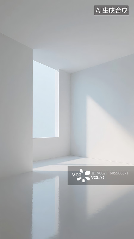 【AI数字艺术】明亮空旷的白色室内空间图片素材