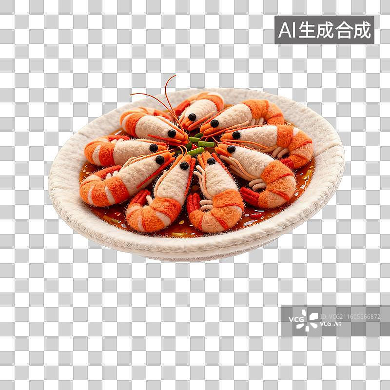 【AI数字艺术】毛毡风格的油焖大虾图片素材