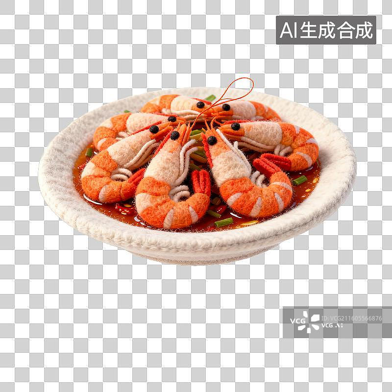 【AI数字艺术】毛毡风格的油焖大虾图片素材