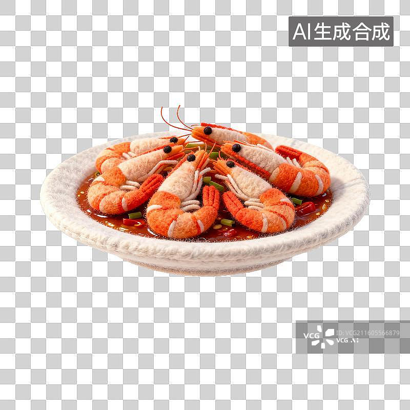 【AI数字艺术】毛毡风格的油焖大虾图片素材