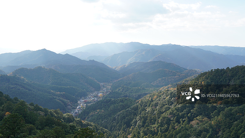 日本爱知县新城市 凤来寺山 秋季的红叶和银杏图片素材