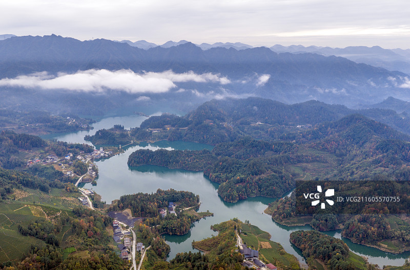 宣恩贡水河湿地桐子营水库风光图片素材
