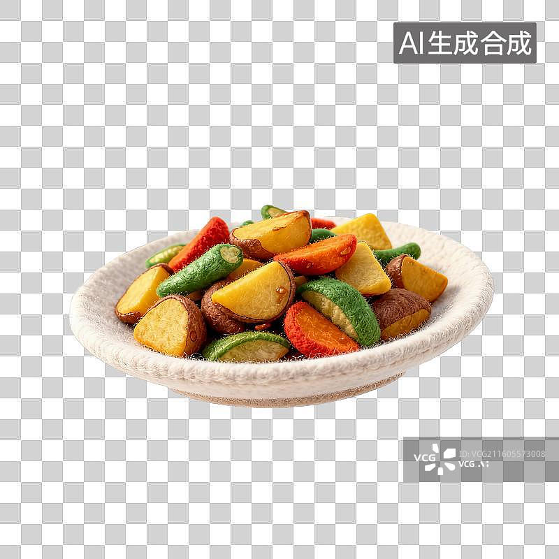 【AI数字艺术】毛毡风格的地三鲜图片素材