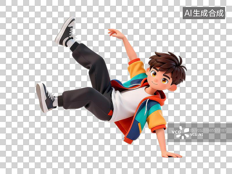 【AI数字艺术】夏季花衬衫男孩街舞3D立体卡通C4D渲染活力青年人物元素插画图片素材