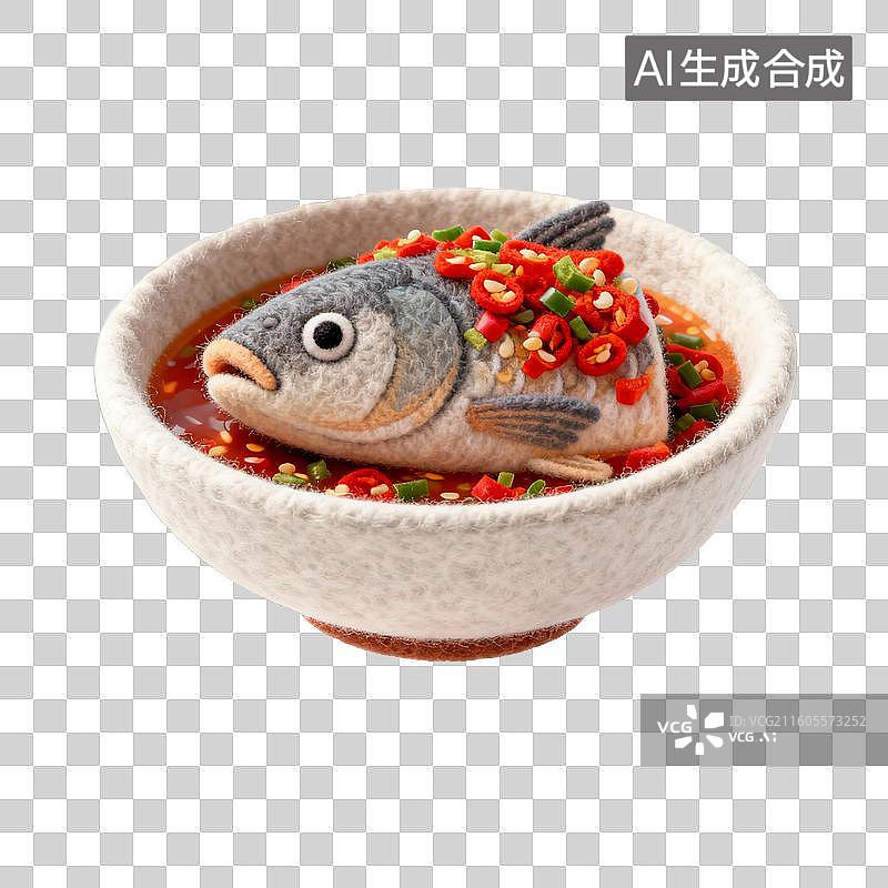 【AI数字艺术】毛毡风格的剁椒鱼头图片素材
