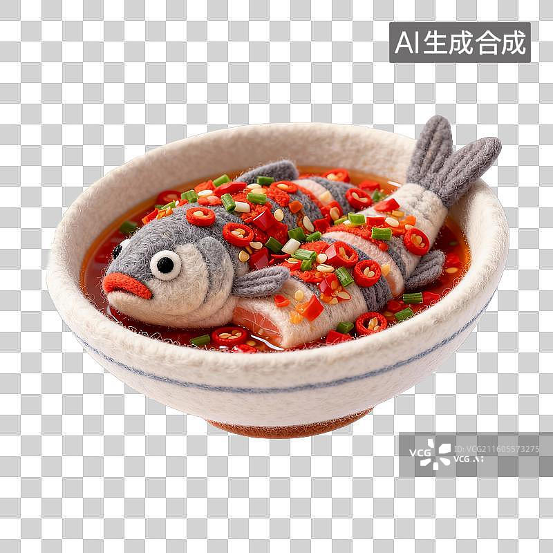 【AI数字艺术】毛毡风格的剁椒鱼头图片素材