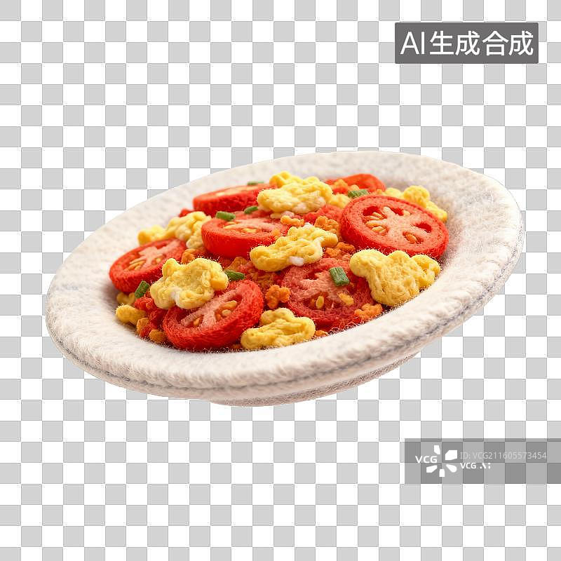 【AI数字艺术】毛毡风格的番茄炒蛋图片素材