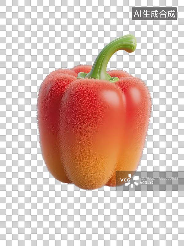 【AI数字艺术】3D渲染免抠图形元素毛绒圆椒甜椒灯笼椒图片素材