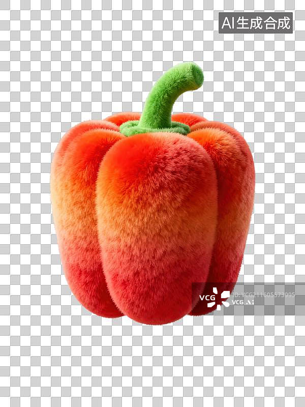 【AI数字艺术】3D渲染免抠图形元素毛绒圆椒甜椒灯笼椒图片素材