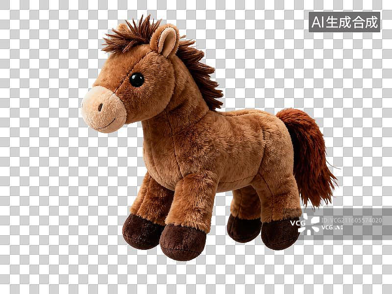 【AI数字艺术】3D渲染免抠图形元素毛绒玩具小马图片素材