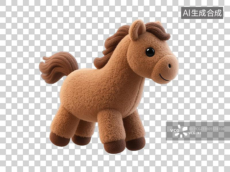 【AI数字艺术】3D渲染免抠图形元素毛绒玩具小马图片素材