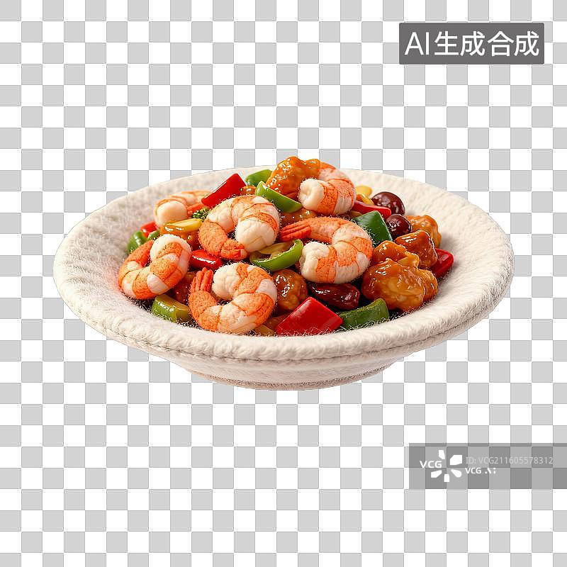 【AI数字艺术】美味的宫保虾球图片素材