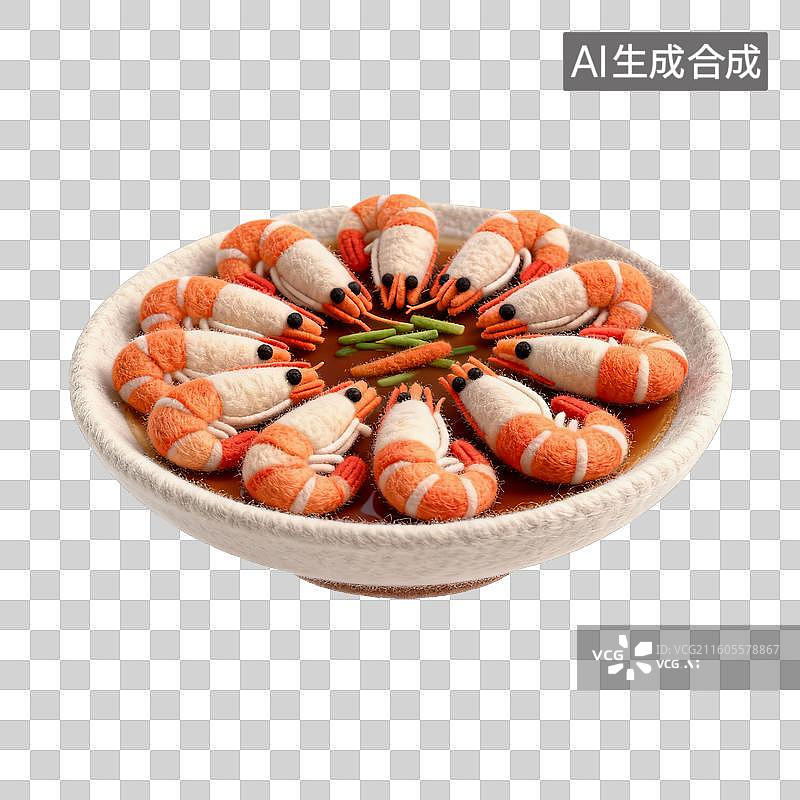 【AI数字艺术】毛毡风格的广东白灼虾图片素材