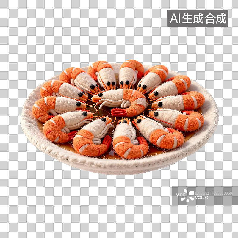 【AI数字艺术】毛毡风格的广东白灼虾图片素材