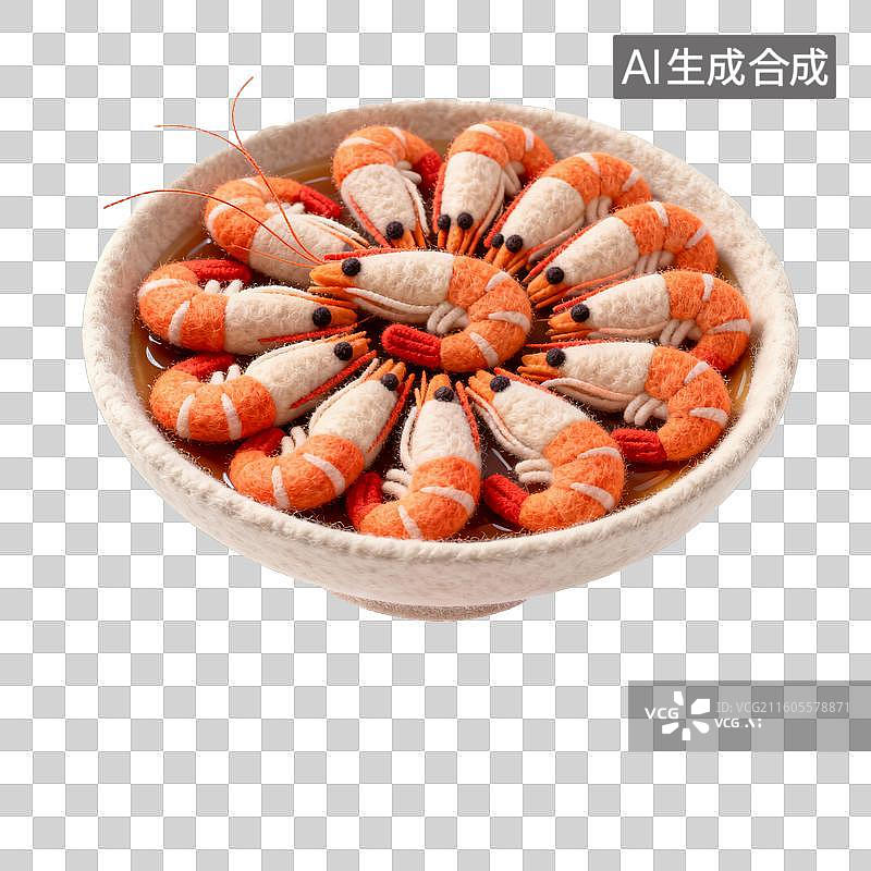 【AI数字艺术】毛毡风格的广东白灼虾图片素材