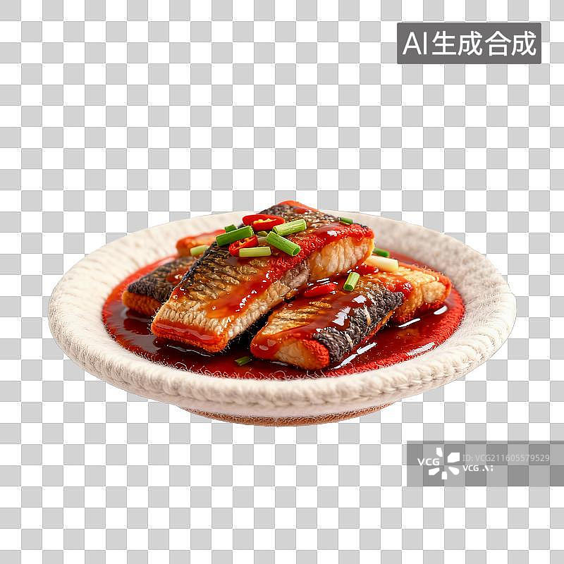 【AI数字艺术】毛毡风格的红烧带鱼图片素材