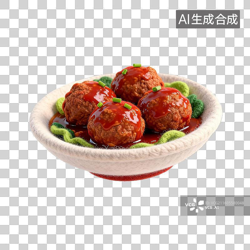 【AI数字艺术】美味的红烧狮子头图片素材