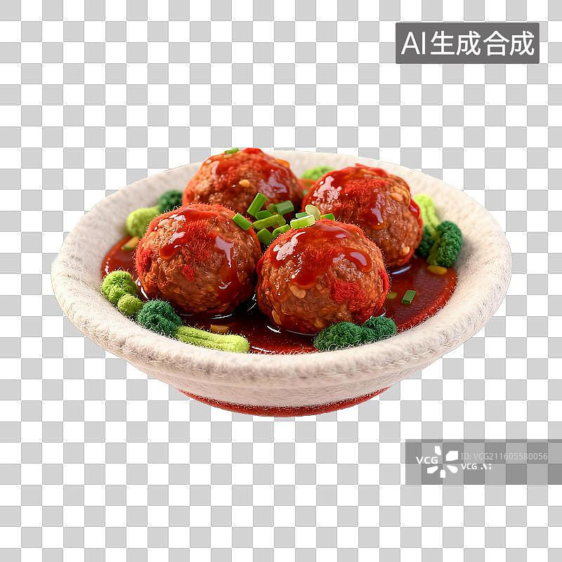 【AI数字艺术】美味的红烧狮子头图片素材