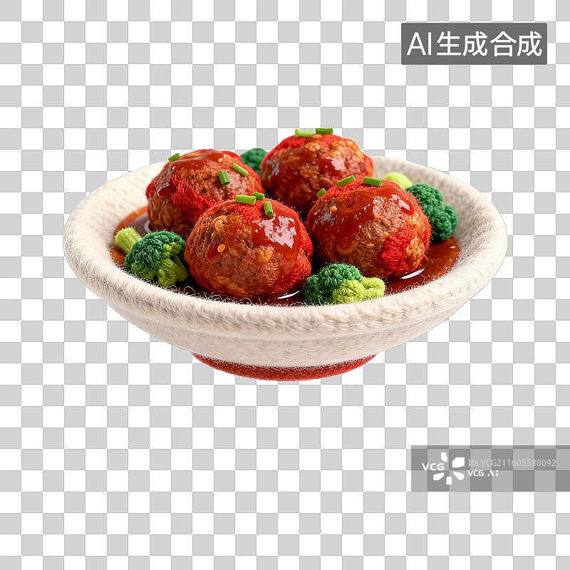 【AI数字艺术】美味的红烧狮子头图片素材