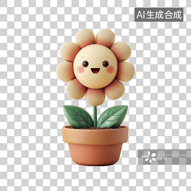 【AI数字艺术】笑脸花盆栽图片素材