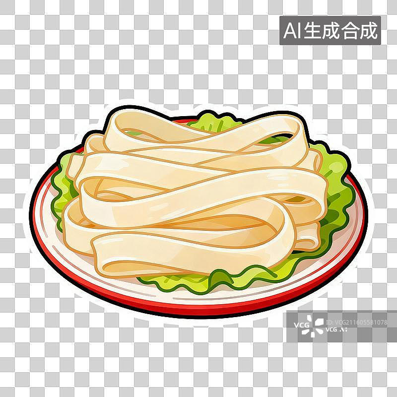 【AI数字艺术】新年春节年俗2D贴纸卡通促销拟物风格元素年夜饭火锅粉条图片素材