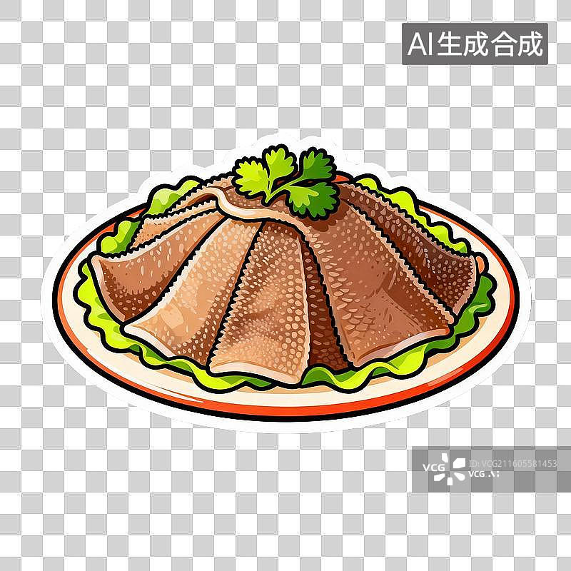 【AI数字艺术】新年春节年俗2D贴纸卡通促销拟物风格元素年夜饭火锅配菜毛肚图片素材