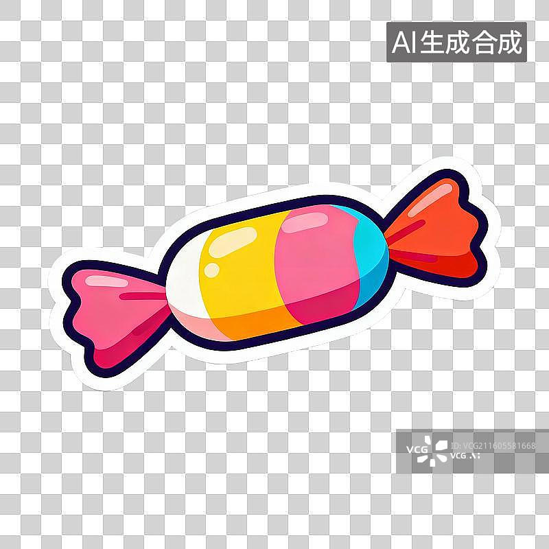 【AI数字艺术】新年春节年俗2D贴纸卡通促销拟物风格元素糖果年货图片素材