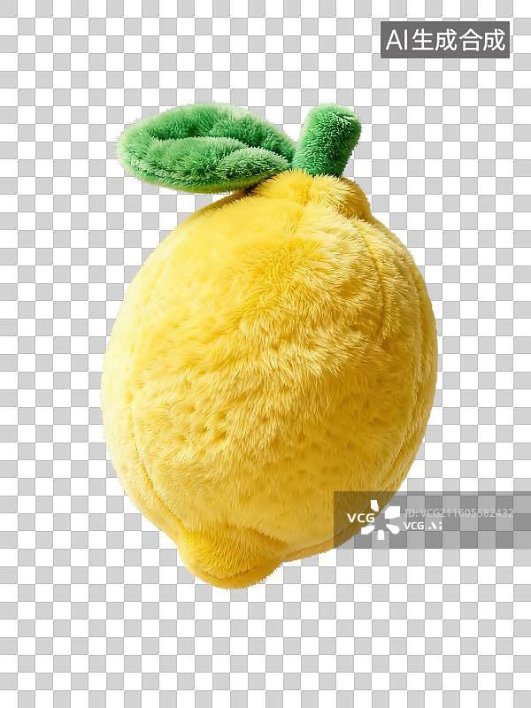 【AI数字艺术】3D渲染免抠图形元素卡通毛绒抱枕玩具水果黄色柠檬图片素材