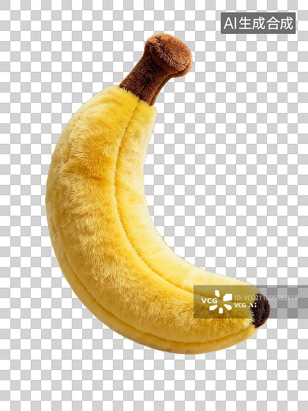 【AI数字艺术】3D渲染免抠图形元素卡通毛绒抱枕玩具水果黄色香蕉图片素材