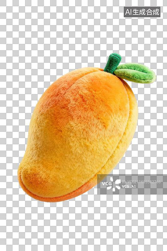 【AI数字艺术】3D渲染免抠图形元素卡通毛绒抱枕玩具水果黄色芒果图片素材