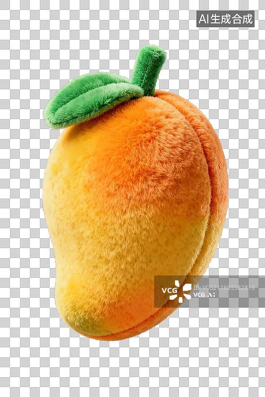【AI数字艺术】3D渲染免抠图形元素卡通毛绒抱枕玩具水果黄色芒果图片素材
