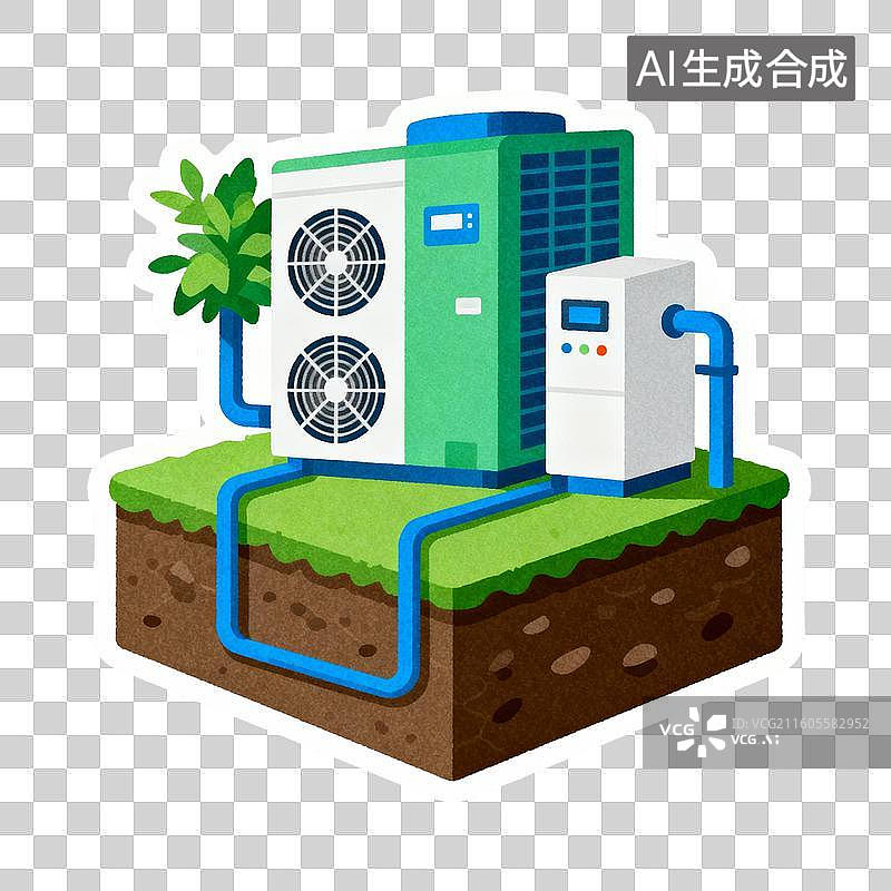 【AI数字艺术】地源热泵系统示意图图片素材