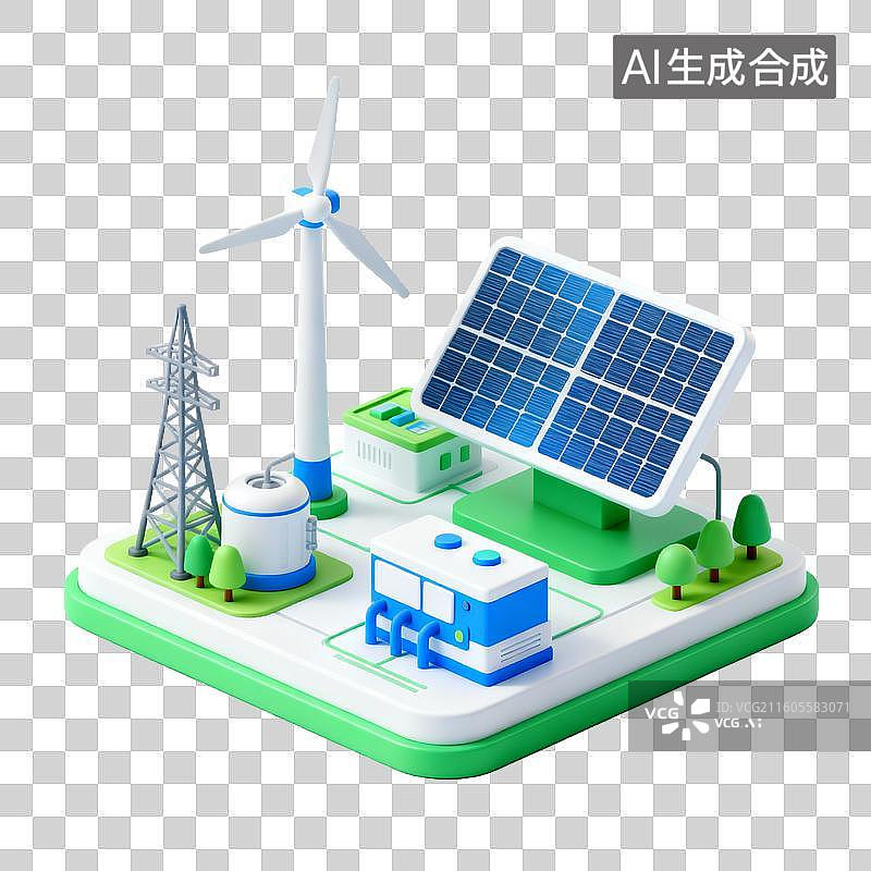【AI数字艺术】绿色可再生能源设施3D模型图片素材