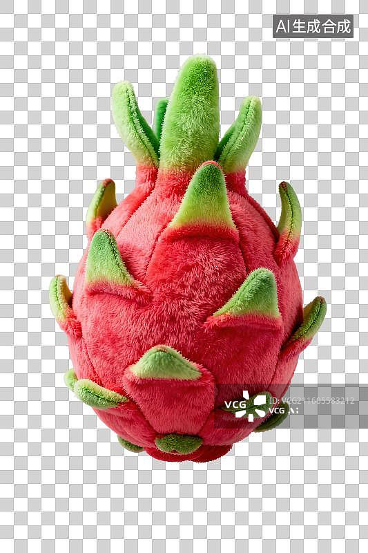 【AI数字艺术】3D渲染免抠图形元素卡通毛绒抱枕玩具水果红色火龙果图片素材