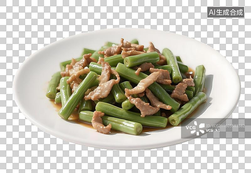 【AI数字艺术】AIGC:3D家常菜炒菜 豆角炒肉丝图片素材