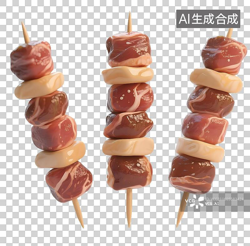 【AI数字艺术】AIGC:3D美食肉串烧烤，设计元素，免抠图形图片素材